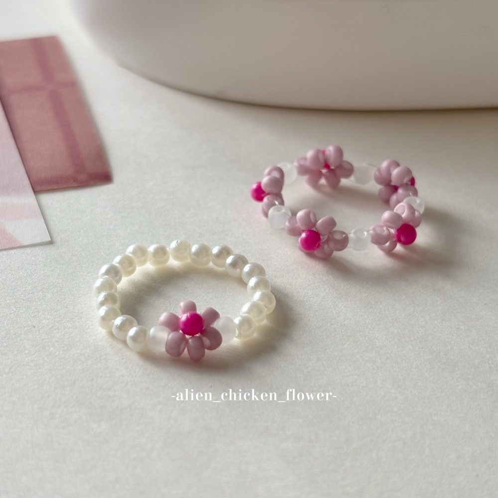 𝓐𝓬𝓯🍿外星家ㄟ串珠戒指·͜· 櫻花雲朵🌸☁️系列串珠戒指·͜· 手工串珠·͜· 串珠戒指·͜· 戒指·͜·-細節圖5