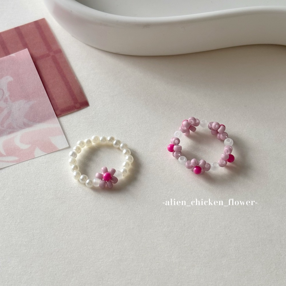 𝓐𝓬𝓯🍿外星家ㄟ串珠戒指·͜· 櫻花雲朵🌸☁️系列串珠戒指·͜· 手工串珠·͜· 串珠戒指·͜· 戒指·͜·-細節圖7