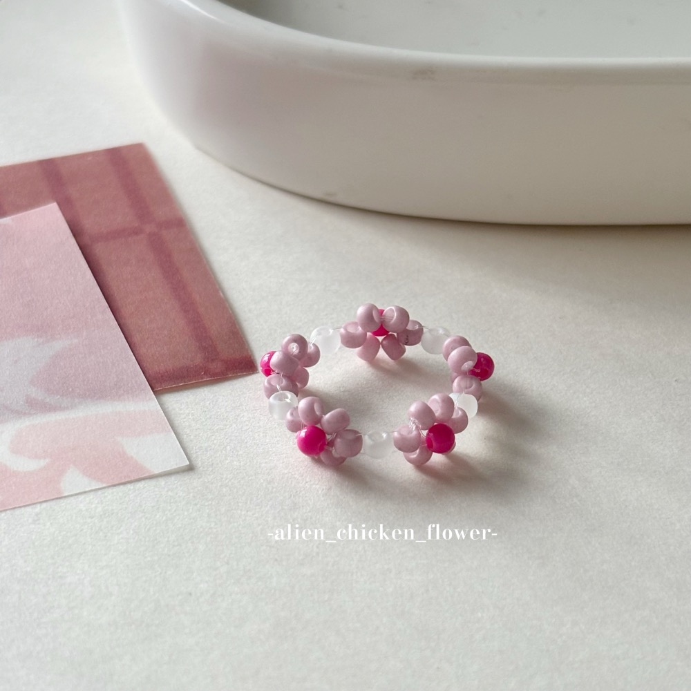 𝓐𝓬𝓯🍿外星家ㄟ串珠戒指·͜· 櫻花雲朵🌸☁️系列串珠戒指·͜· 手工串珠·͜· 串珠戒指·͜· 戒指·͜·-細節圖8