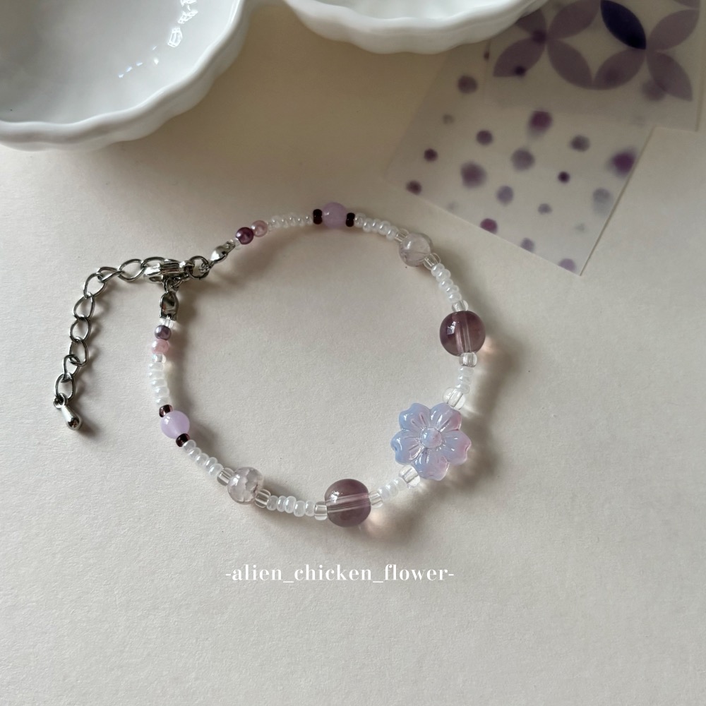 𝓐𝓬𝓯🍿外星家ㄟ串珠手鍊·͜· 🌙紫櫻花月. ݁₊᪥串珠手鍊· 手工串珠·͜· 串珠手鏈· 手鍊·͜·-細節圖5