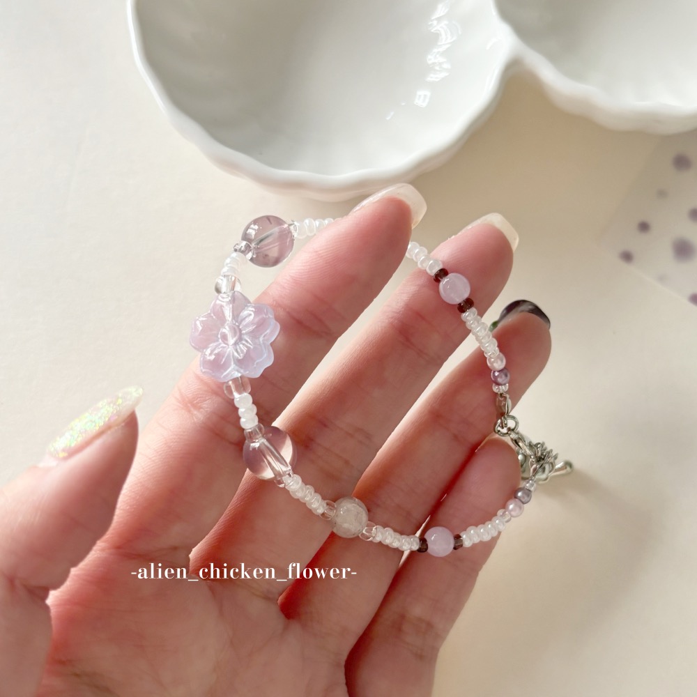 𝓐𝓬𝓯🍿外星家ㄟ串珠手鍊·͜· 🌙紫櫻花月. ݁₊᪥串珠手鍊· 手工串珠·͜· 串珠手鏈· 手鍊·͜·-細節圖8