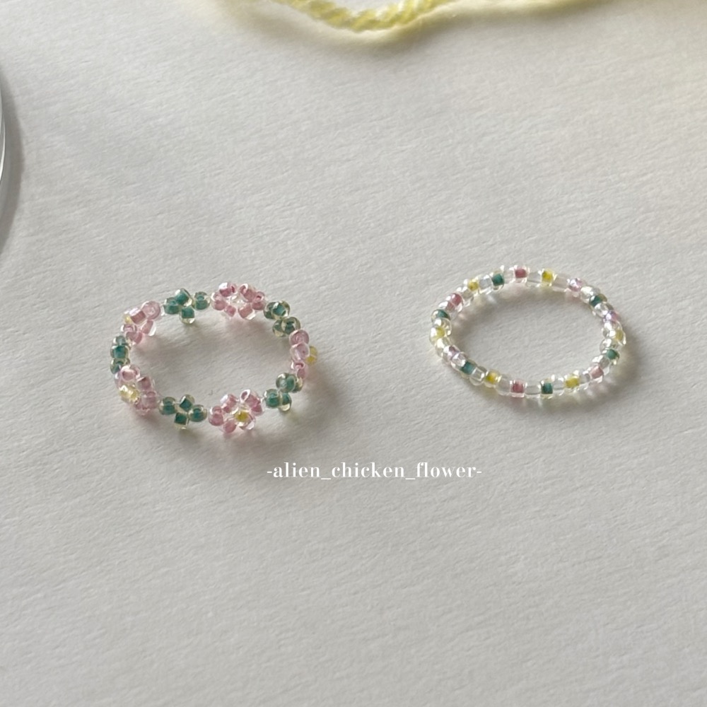 𝓐𝓬𝓯🍿外星家ㄟ串珠戒指·͜· 一見鍾情💘春天戀愛泡泡花🫧🌸系列·͜· 手工串珠·͜· 串珠戒指·͜· 戒-細節圖3