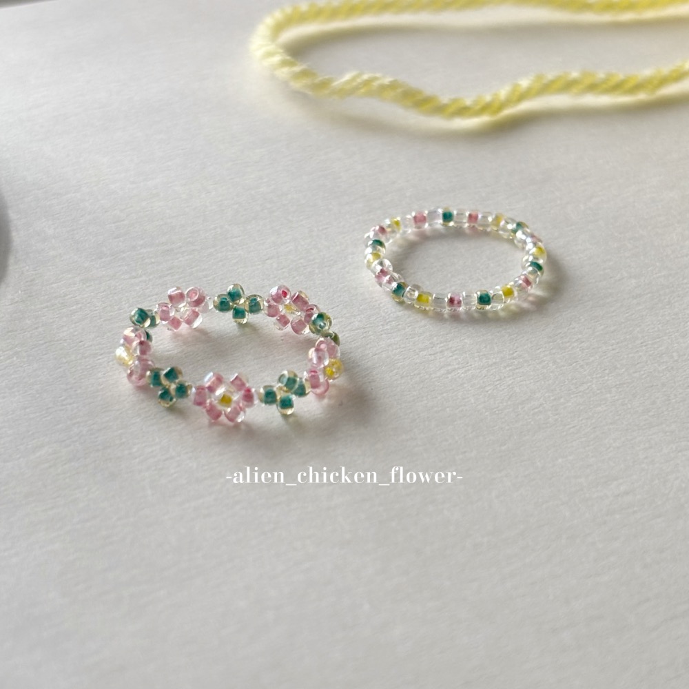 𝓐𝓬𝓯🍿外星家ㄟ串珠戒指·͜· 一見鍾情💘春天戀愛泡泡花🫧🌸系列·͜· 手工串珠·͜· 串珠戒指·͜· 戒-細節圖5