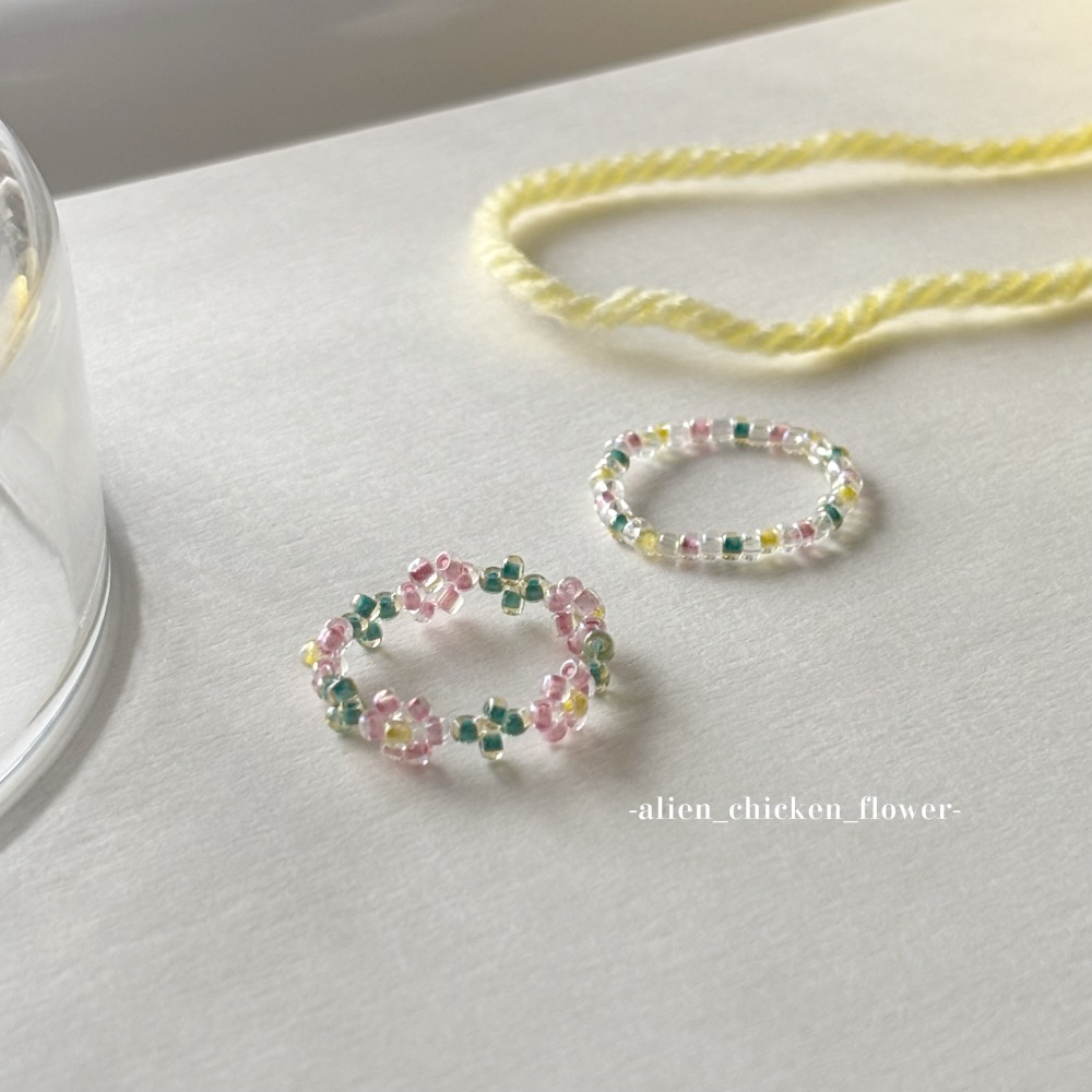 𝓐𝓬𝓯🍿外星家ㄟ串珠戒指·͜· 一見鍾情💘春天戀愛泡泡花🫧🌸系列·͜· 手工串珠·͜· 串珠戒指·͜· 戒-細節圖6