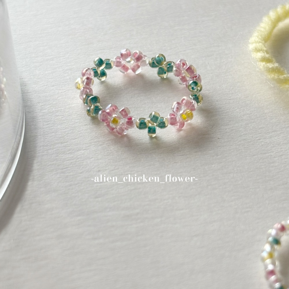 𝓐𝓬𝓯🍿外星家ㄟ串珠戒指·͜· 一見鍾情💘春天戀愛泡泡花🫧🌸系列·͜· 手工串珠·͜· 串珠戒指·͜· 戒-規格圖9