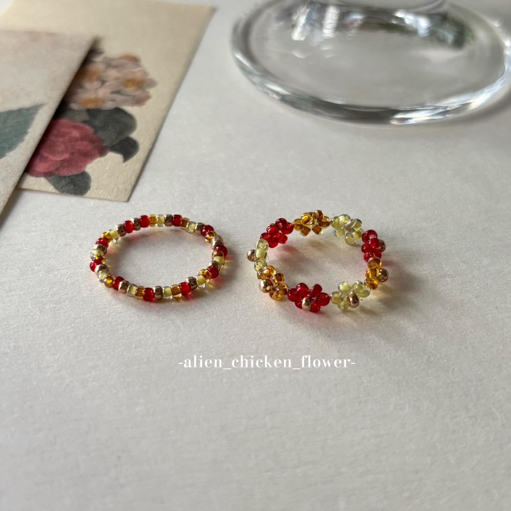 𝓐𝓬𝓯🍿外星家ㄟ串珠戒指·͜· 暖陽春意🎋系列串珠戒指· 手工串珠·͜· 串珠戒指·͜· 花朵戒指·͜·-細節圖5