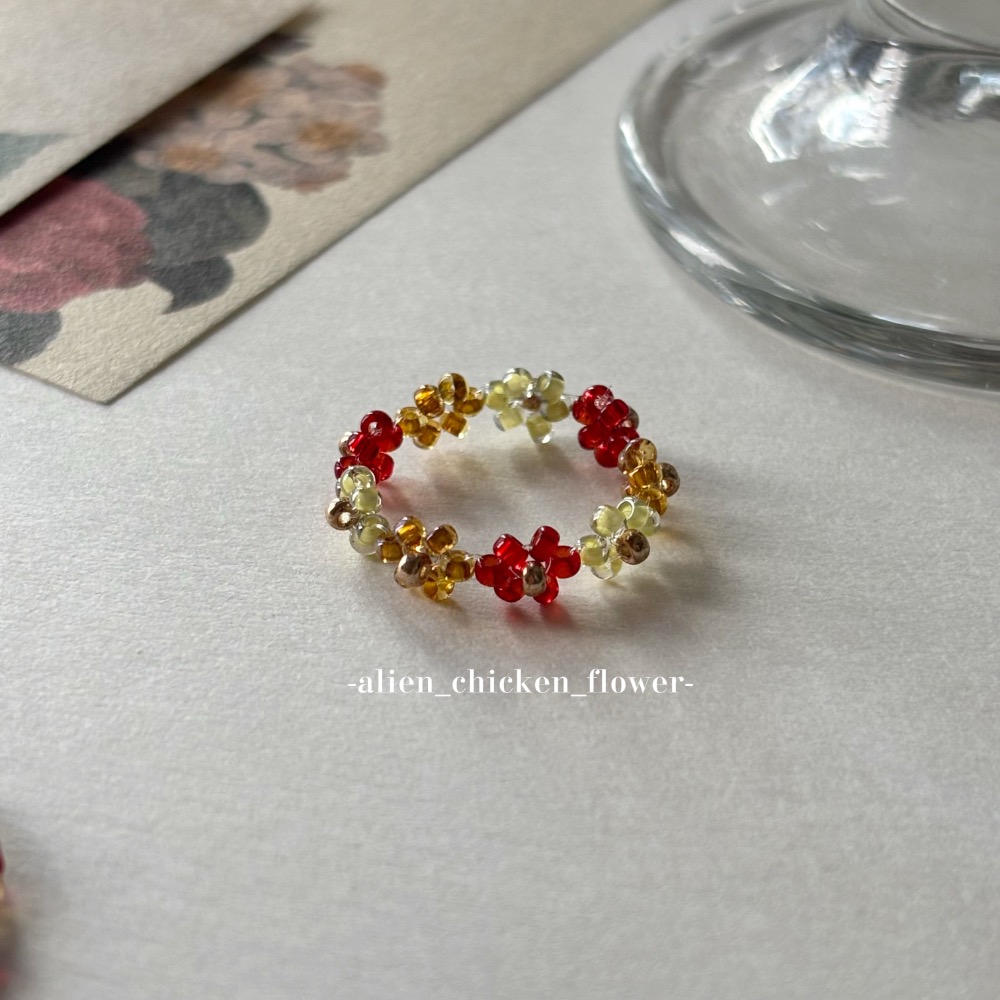 𝓐𝓬𝓯🍿外星家ㄟ串珠戒指·͜· 暖陽春意🎋系列串珠戒指· 手工串珠·͜· 串珠戒指·͜· 花朵戒指·͜·-規格圖10