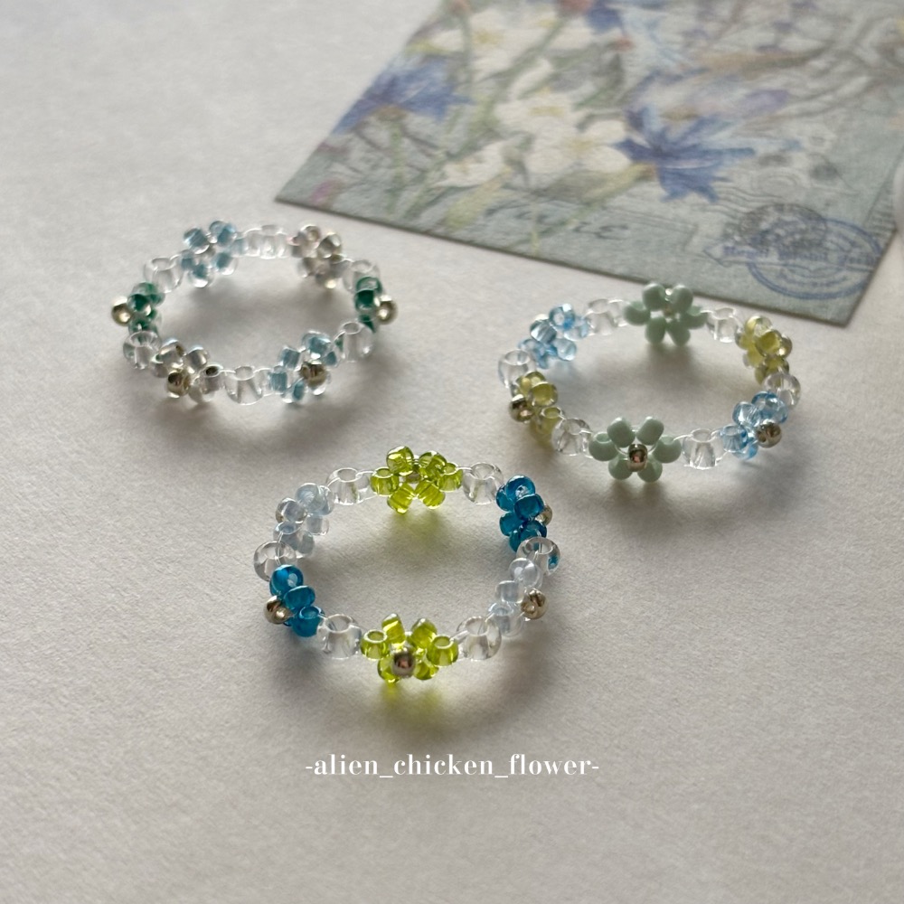 𝓐𝓬𝓯🍿外星家ㄟ串珠戒指·͜· 🌧️雨天日記☔️📘系列小花戒指·͜· 手工串珠·͜· 串珠戒指·͜· 戒指·-細節圖4