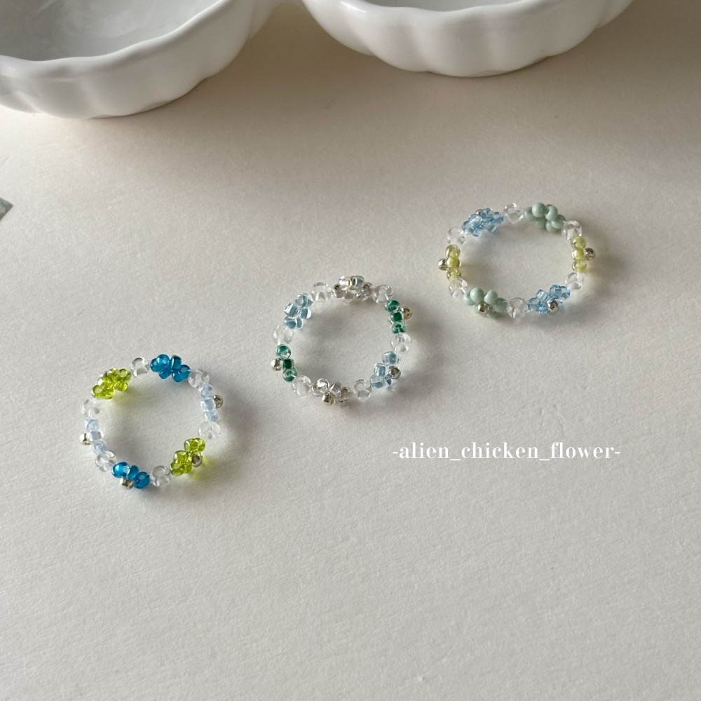 𝓐𝓬𝓯🍿外星家ㄟ串珠戒指·͜· 🌧️雨天日記☔️📘系列小花戒指·͜· 手工串珠·͜· 串珠戒指·͜· 戒指·-細節圖5