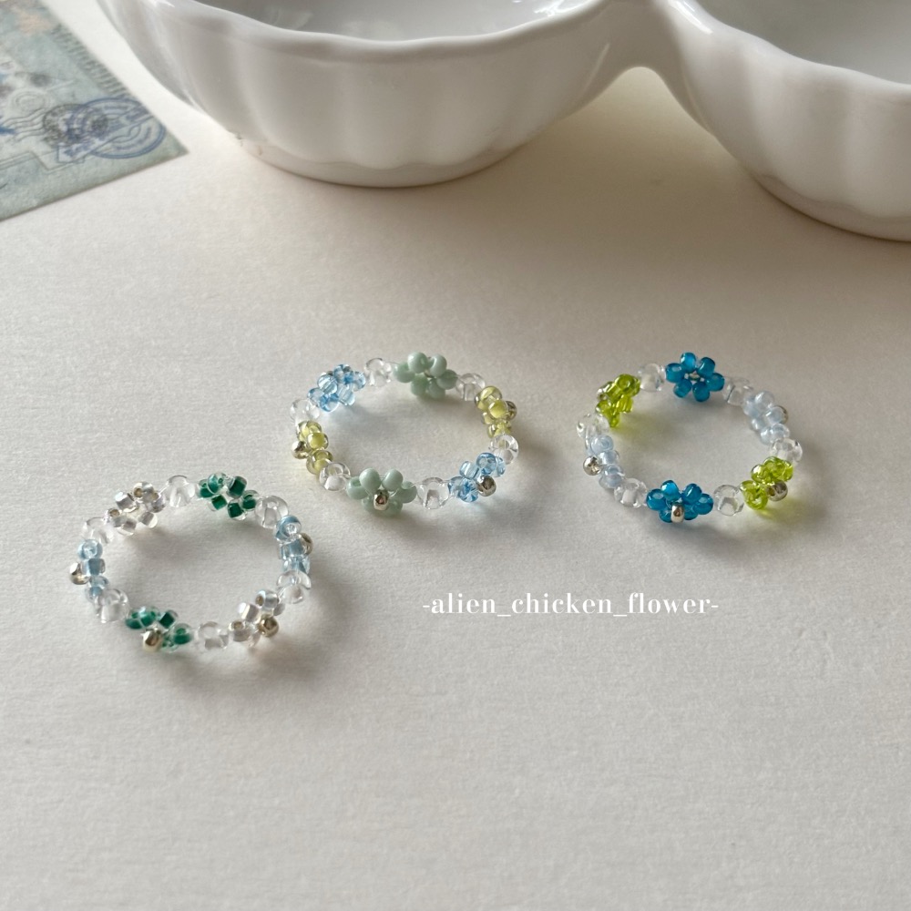 𝓐𝓬𝓯🍿外星家ㄟ串珠戒指·͜· 🌧️雨天日記☔️📘系列小花戒指·͜· 手工串珠·͜· 串珠戒指·͜· 戒指·-細節圖6