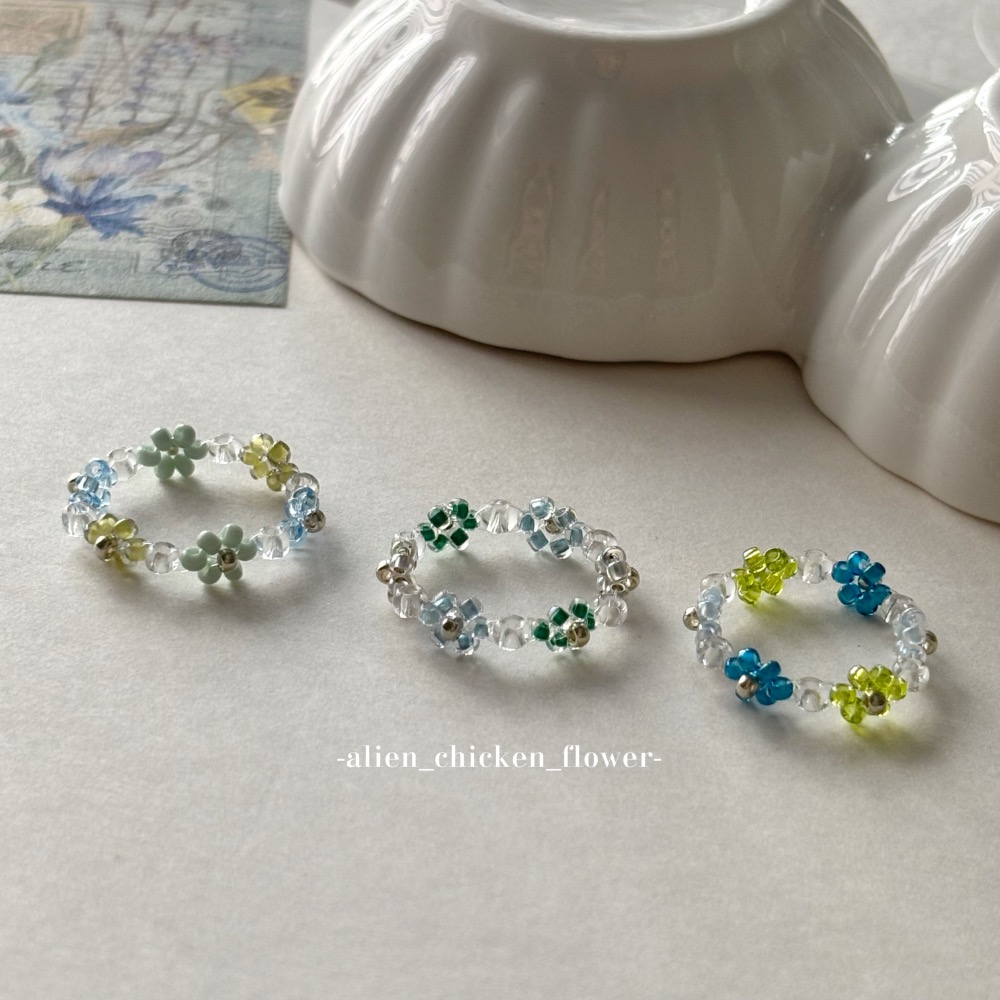 𝓐𝓬𝓯🍿外星家ㄟ串珠戒指·͜· 🌧️雨天日記☔️📘系列小花戒指·͜· 手工串珠·͜· 串珠戒指·͜· 戒指·-細節圖7