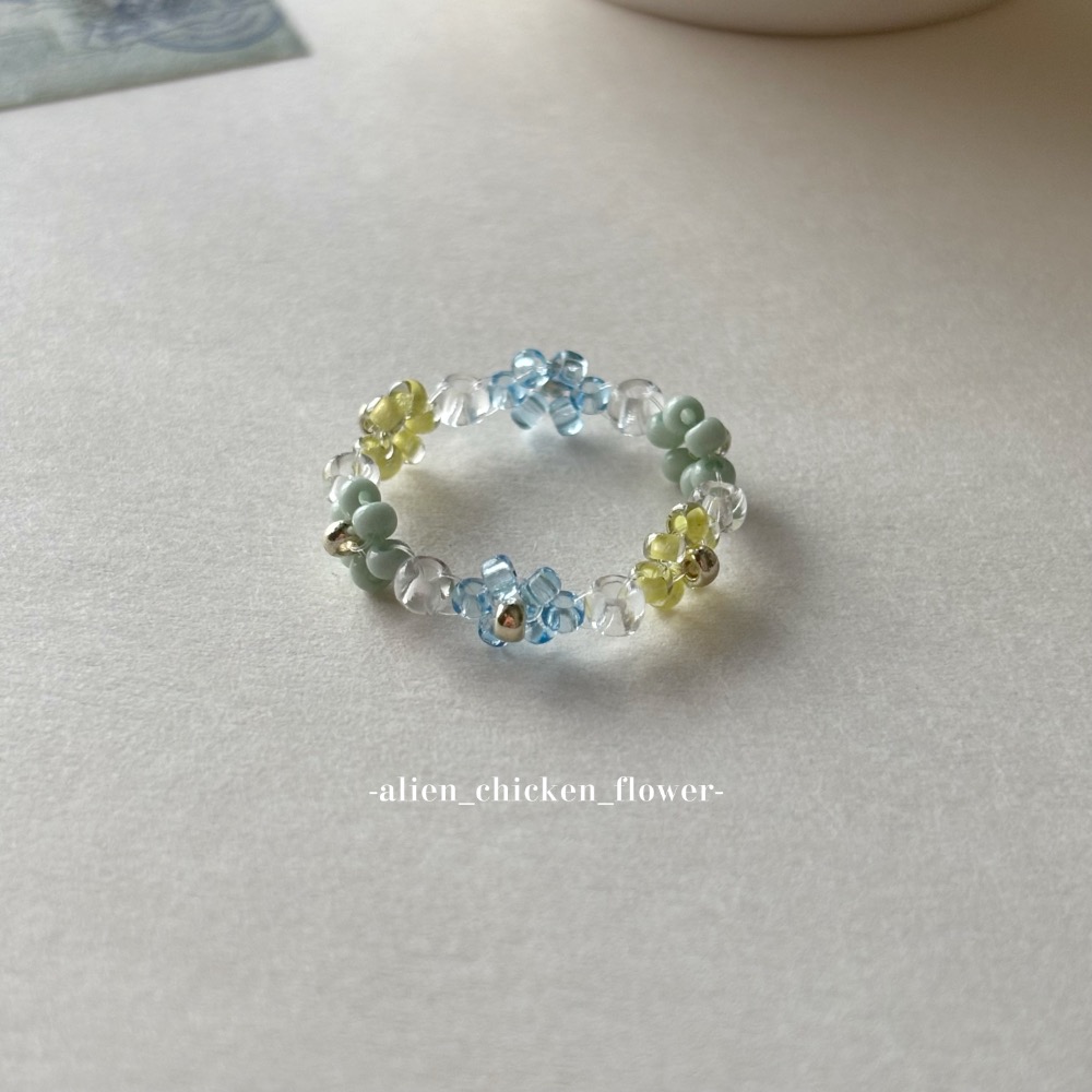 𝓐𝓬𝓯🍿外星家ㄟ串珠戒指·͜· 🌧️雨天日記☔️📘系列小花戒指·͜· 手工串珠·͜· 串珠戒指·͜· 戒指·-細節圖8