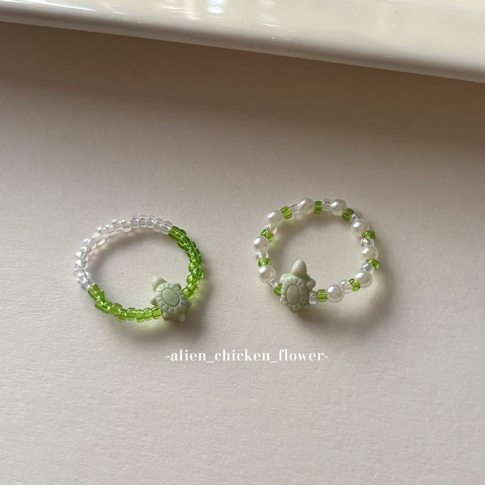 𝓐𝓬𝓯🍿外星家ㄟ串珠戒指·͜· 一定要來看！這個深得我心滴小烏龜戒指🐢· 手工串珠·͜· 串珠戒指·͜· 戒指-細節圖3