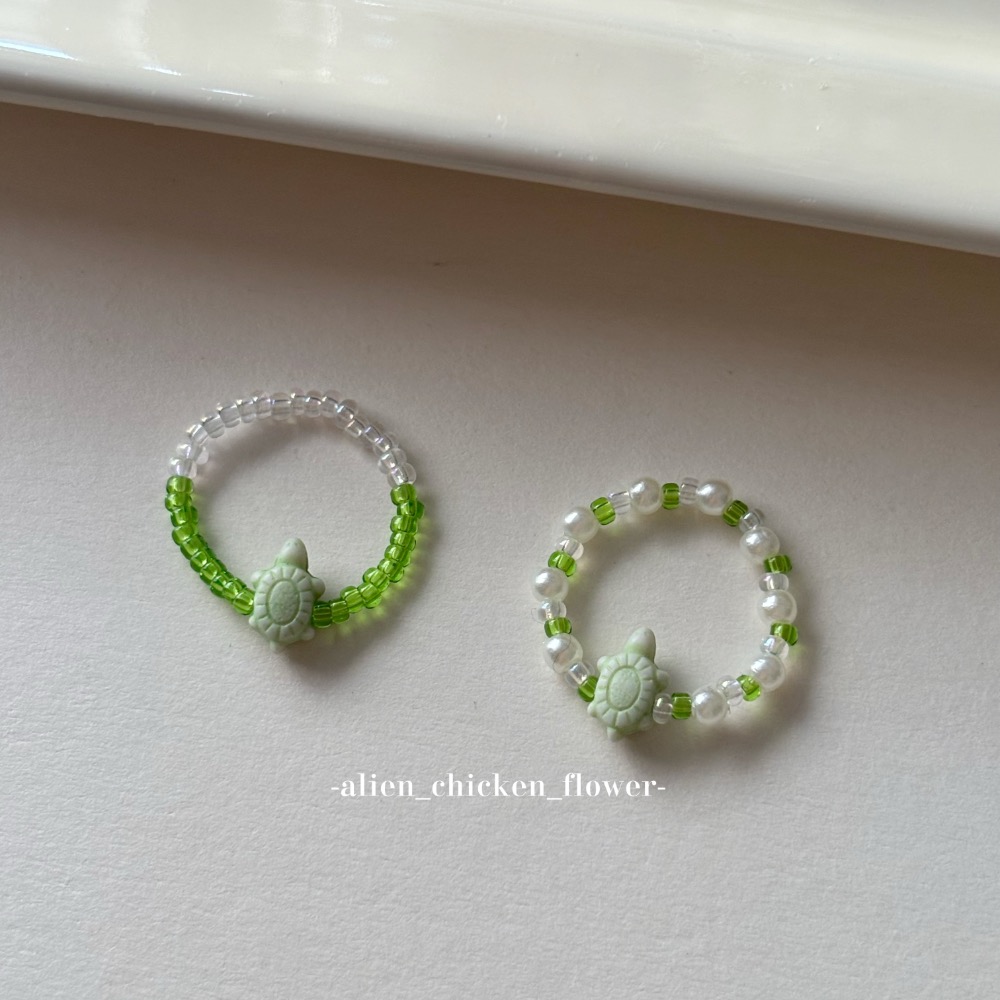 𝓐𝓬𝓯🍿外星家ㄟ串珠戒指·͜· 一定要來看！這個深得我心滴小烏龜戒指🐢· 手工串珠·͜· 串珠戒指·͜· 戒指-細節圖4