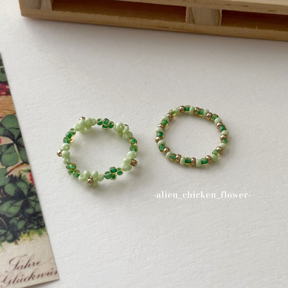 𝓐𝓬𝓯🍿外星家ㄟ串珠戒指·͜· 矮牆下ㄉ酢漿草☘️花花戒指系列· 手工串珠·͜· 串珠戒指·͜· 戒指·͜·-細節圖6