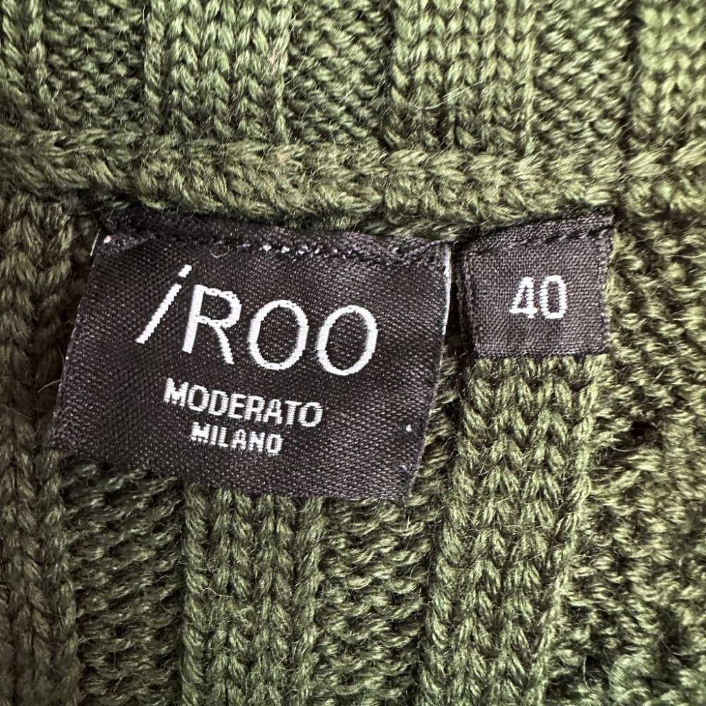 二手 IROO 墨綠 九成新 微厚彈性針織緹花翻領亮片開襟40號 短袖 上衣 VA1215﹝凡賽蘇﹞-細節圖3