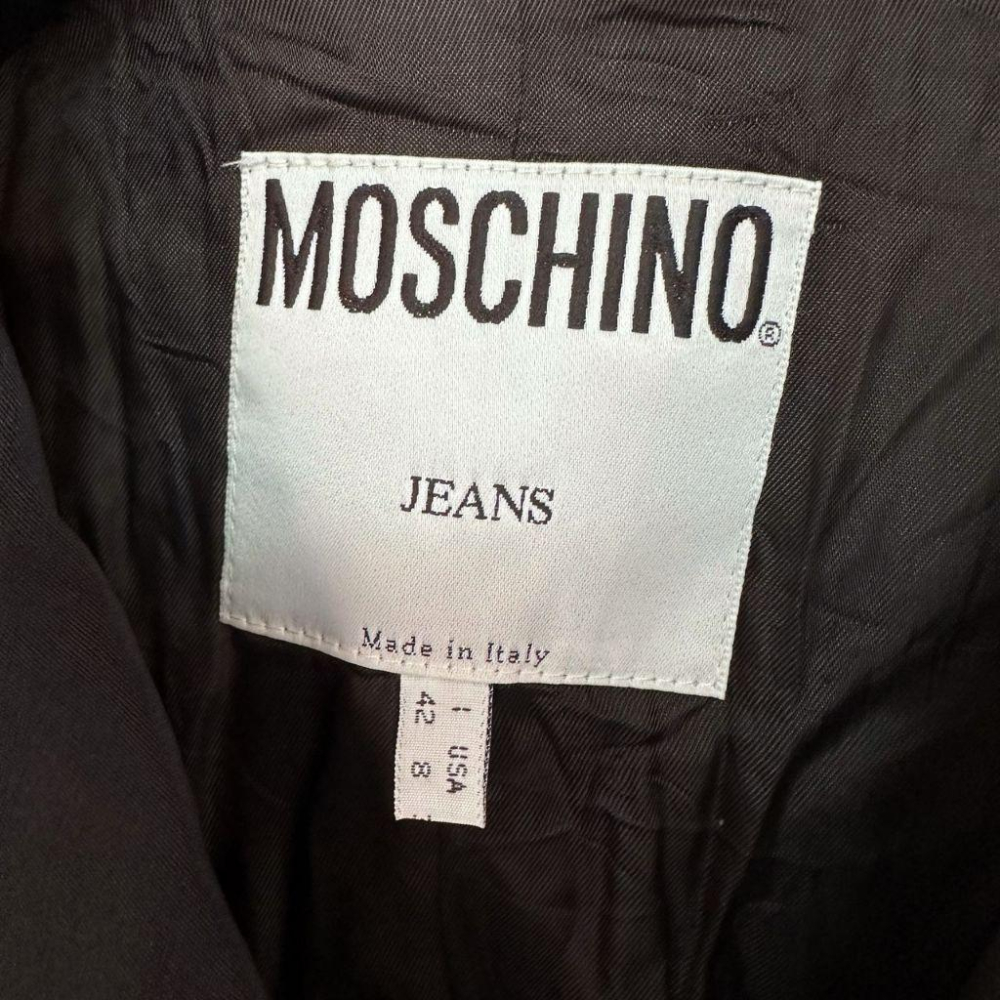 二手 MOSCHINO 義大利製 黑 九成八新 彈性聚脂纖維前後星河水鑽USA8號 西裝 外套 VA1203﹝凡賽蘇﹞-細節圖4