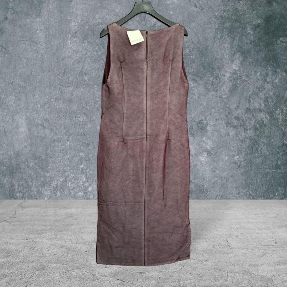 二手 SHIATZY CHEN夏姿 藕紫 全新 真絲V領內鋪棉下擺兩側開岔40號 無袖 洋裝 VA1117﹝凡賽蘇﹞-細節圖5
