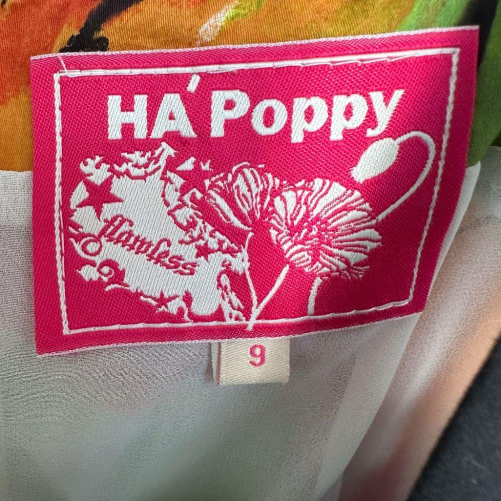 二手 HA＇POPPY荷雅婷 彩色 九成五新 棉麻街頭藝術家高腰彩繪9號 無袖 洋裝 VA1108﹝凡賽蘇﹞-細節圖3