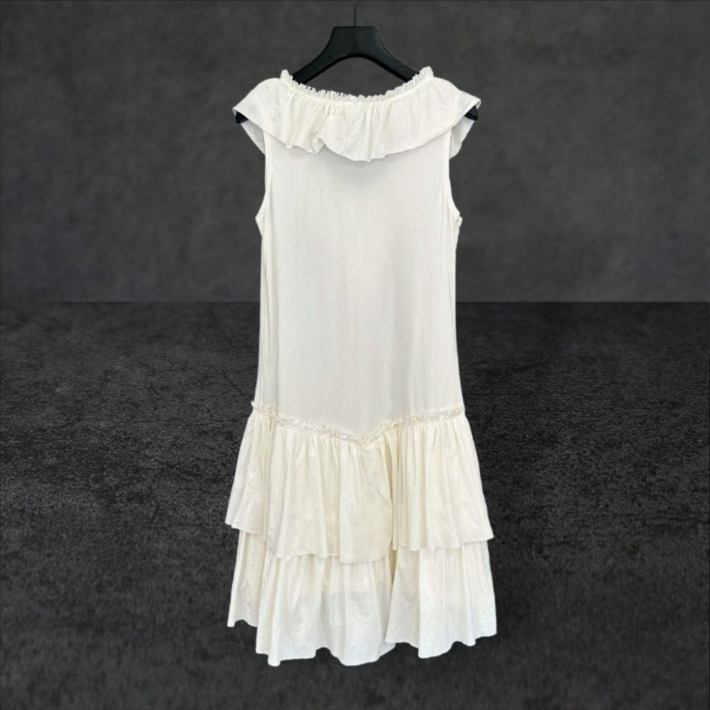 二手 Issey Miyake me 日本製 白 彈性如紙薄棉麻垂墜造型正品三宅一生 無袖 洋裝 VA1016﹝凡賽蘇﹞-細節圖3