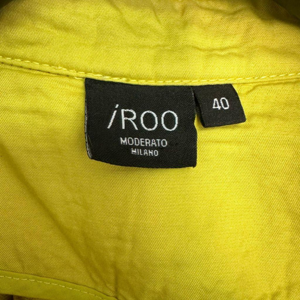 二手 IROO 芥末黃 九成新大碼可 棉麻落肩七分燈籠袖雙口袋連身裙風衣40號 大衣 外套 VA1016﹝凡賽蘇﹞-細節圖4