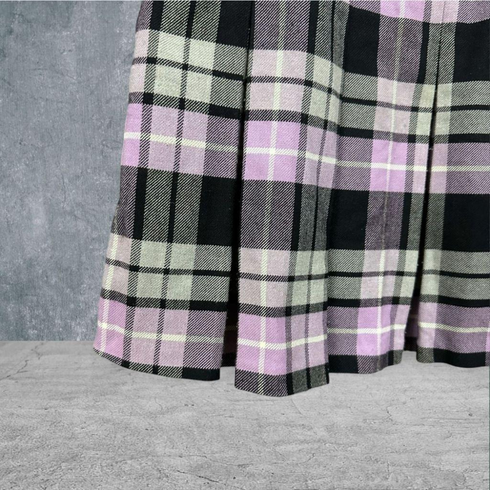 二手 LACE 紫黑 棉麻格紋方領百褶裙38號 無袖 洋裝 VA1015﹝凡賽蘇﹞-細節圖3