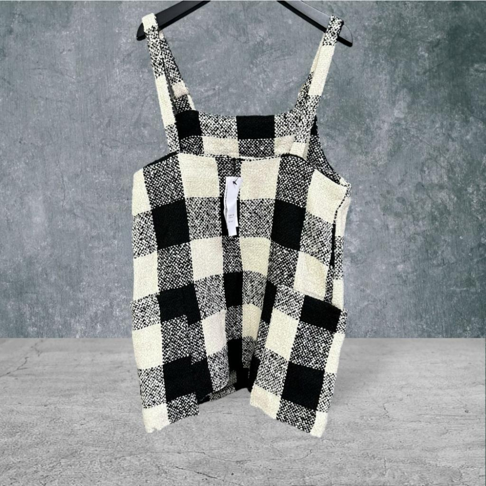 二手 TOKYO FASHION東京著衣 黑白 九成五新 針織毛呢格紋吊帶背心裙S號 無袖 洋裝 VA921﹝凡賽蘇﹞-細節圖4