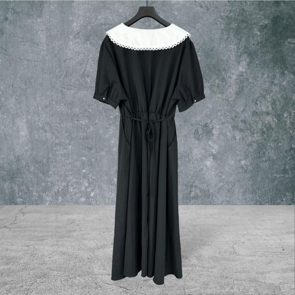 二手 Puffs韓國品牌 大碼可哥德式大領蓬袖彈性腰圍長洋 禁慾修道院十三號星期五 短袖 洋裝 VA512 ﹝凡賽蘇﹞-細節圖4