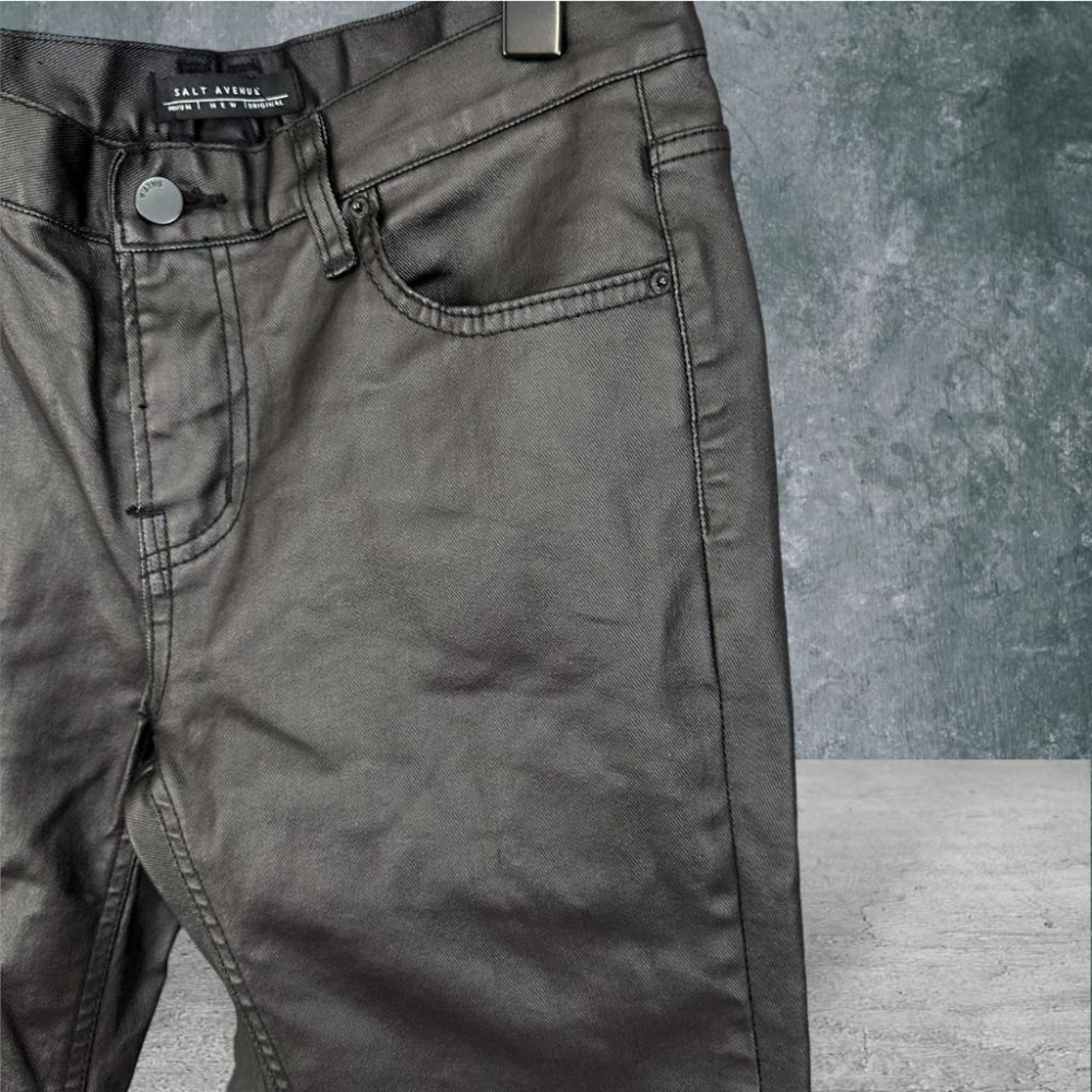 二手 SALT AVENUE 韓國製 九成新 霧面彈性皮革顯瘦小腳直筒 長褲 VA727﹝凡賽蘇﹞-細節圖2