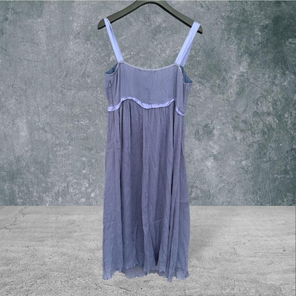 二手 MARC JACOBS 藍紫 高質感真絲縫珠花微透膚M號 無袖 洋裝 VA719 ﹝凡賽蘇﹞-細節圖3