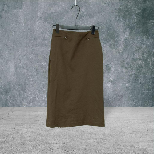 二手 DKNY 深咖 彈性萊卡前隱藏口袋後開衩 合身性感鉛筆裙窄裙 長裙 VA524 ﹝凡賽蘇﹞