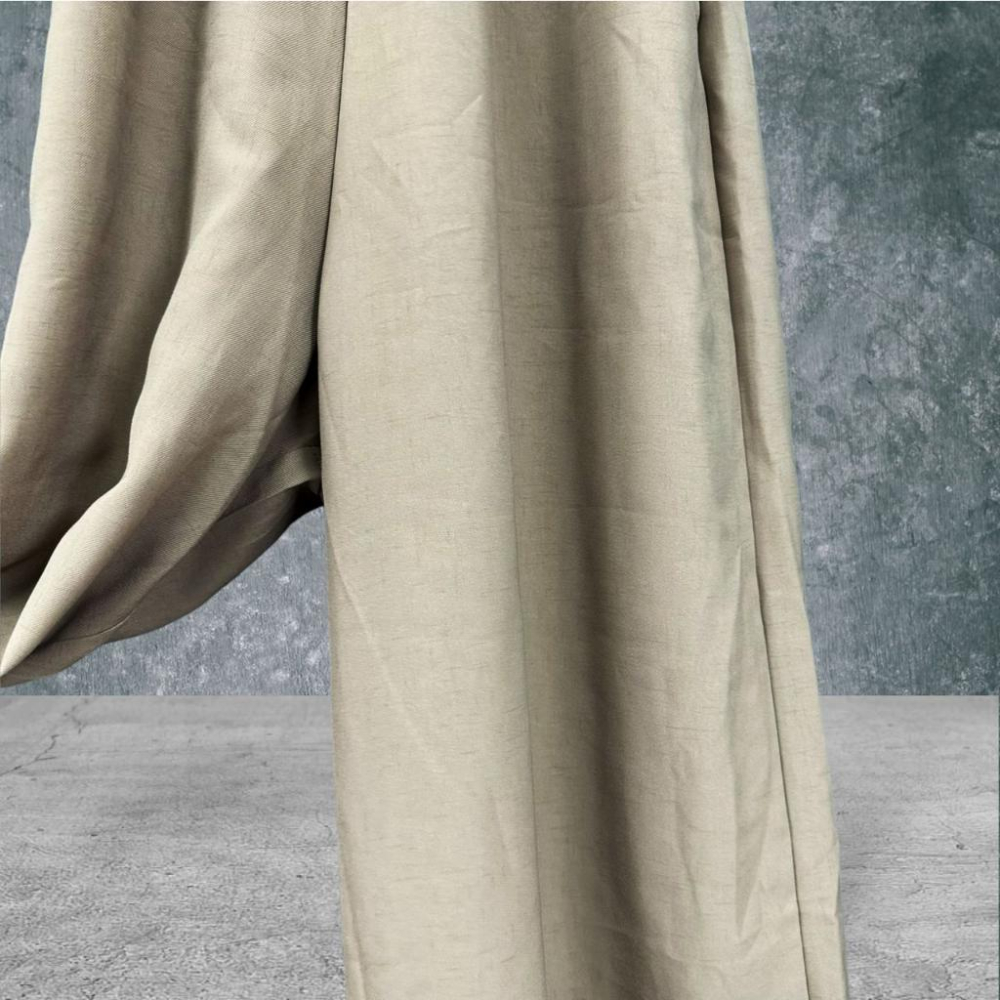 二手 YIFAN 卡其 棉麻寬肩帶背後腰簍空連身寬褲 無袖 連身褲 VA711﹝凡賽蘇﹞-細節圖4