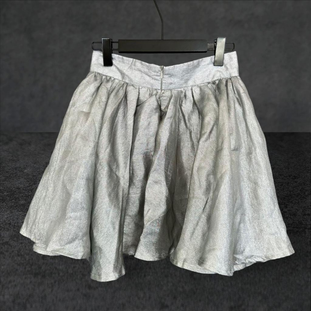 二手 abula 銀 銀蔥歐根紗寶石珠花貝殼造型腰飾 短裙 VA708﹝凡賽蘇﹞-細節圖3