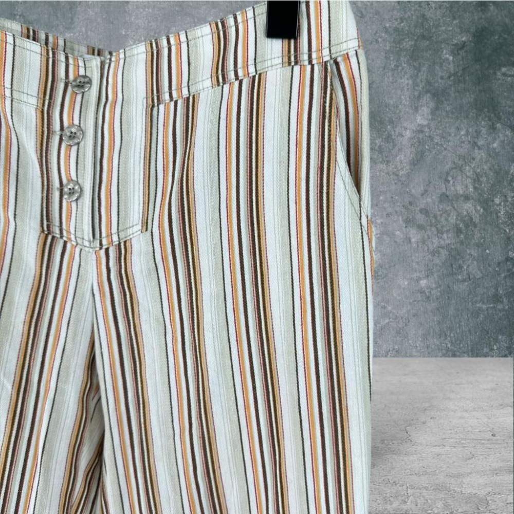 二手 TWOCV 紅米 棉麻直條休閒小喇叭 長褲 VA4621 ﹝凡賽蘇﹞-細節圖2