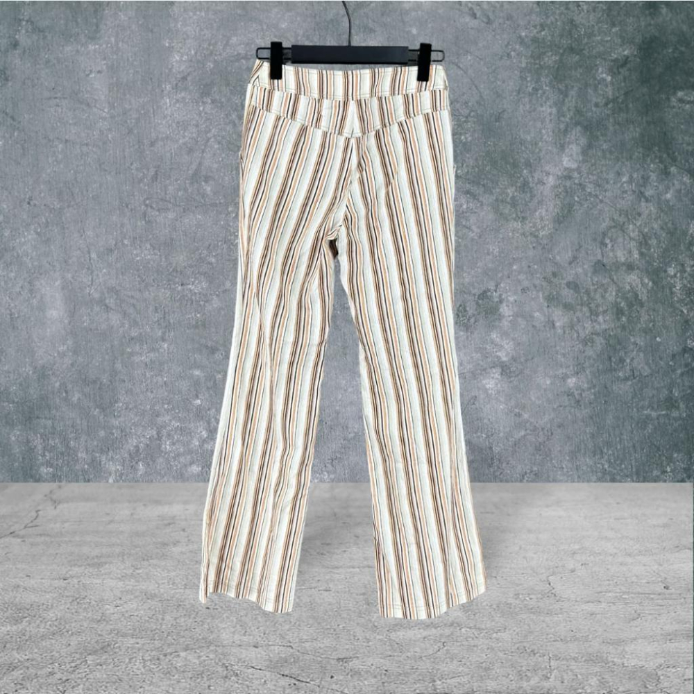 二手 TWOCV 紅米 棉麻直條休閒小喇叭 長褲 VA4621 ﹝凡賽蘇﹞-細節圖3