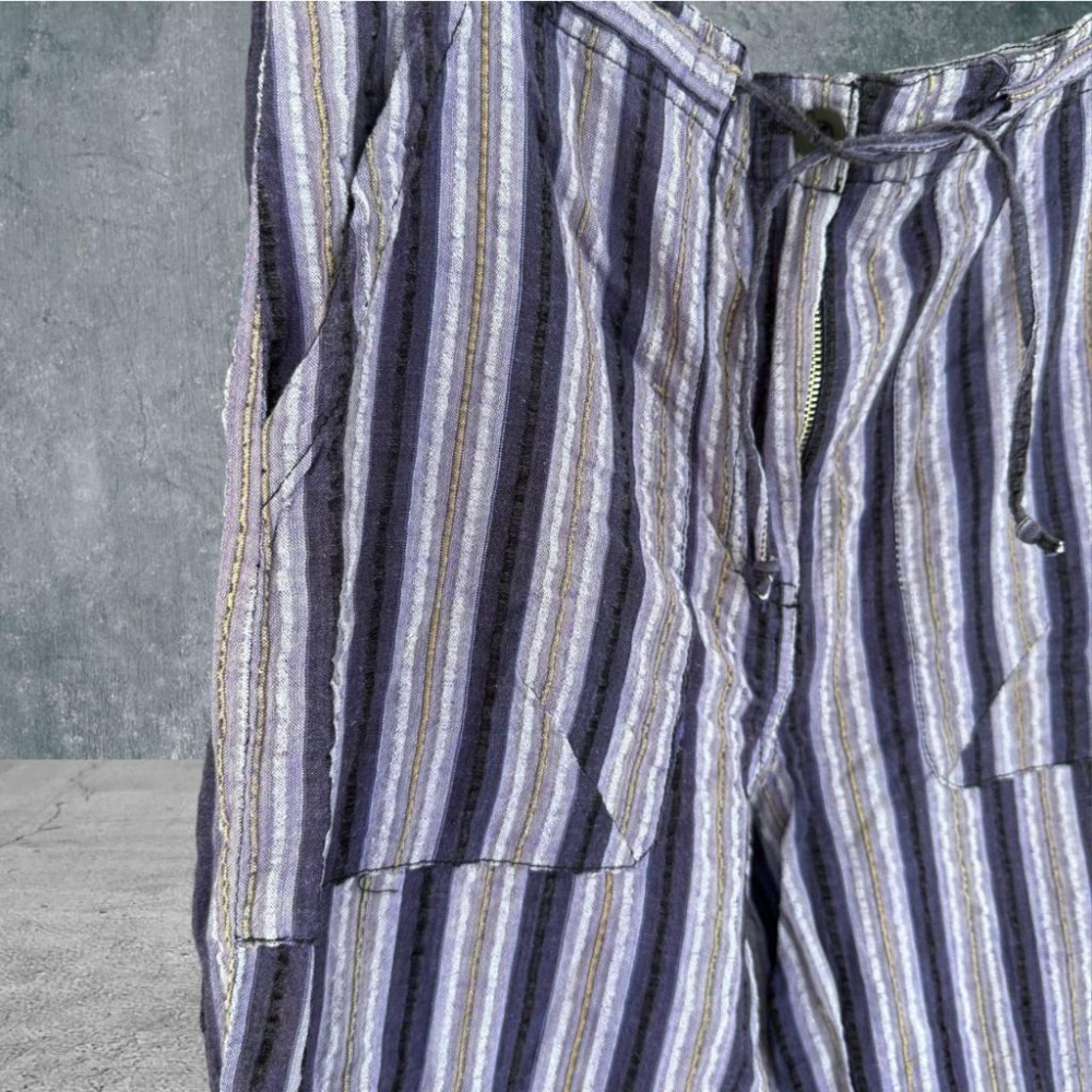 二手 GAP 印度製 棉麻透氣立體直線布紋直筒 休閒渡假 長褲 VA615﹝凡賽蘇﹞-細節圖2