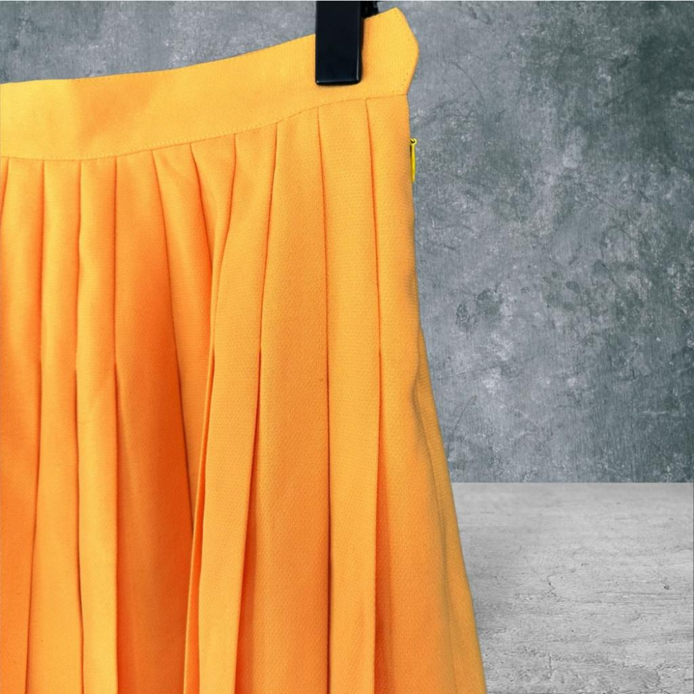 二手 橘黃 棉質百褶裙夏日活力 短裙 VA505 ﹝凡賽蘇﹞-細節圖2