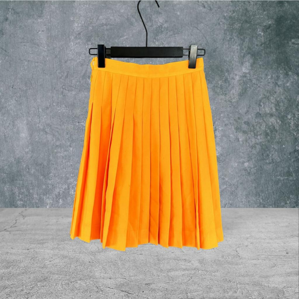 二手 橘黃 棉質百褶裙夏日活力 短裙 VA505 ﹝凡賽蘇﹞-細節圖3