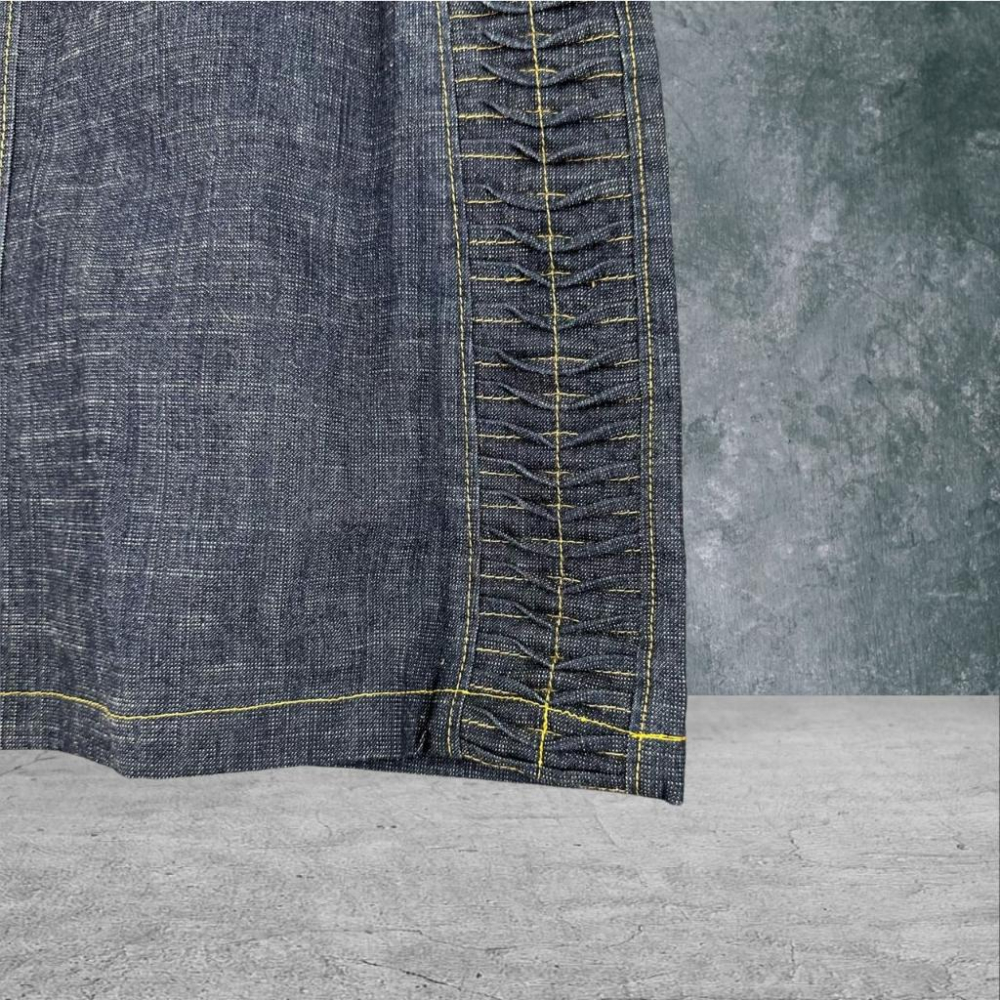 二手 U2WOMEN 香港製 深藍 高質感側邊抓皺彈性顯瘦 牛仔 短裙 VA505 ﹝凡賽蘇﹞-細節圖2