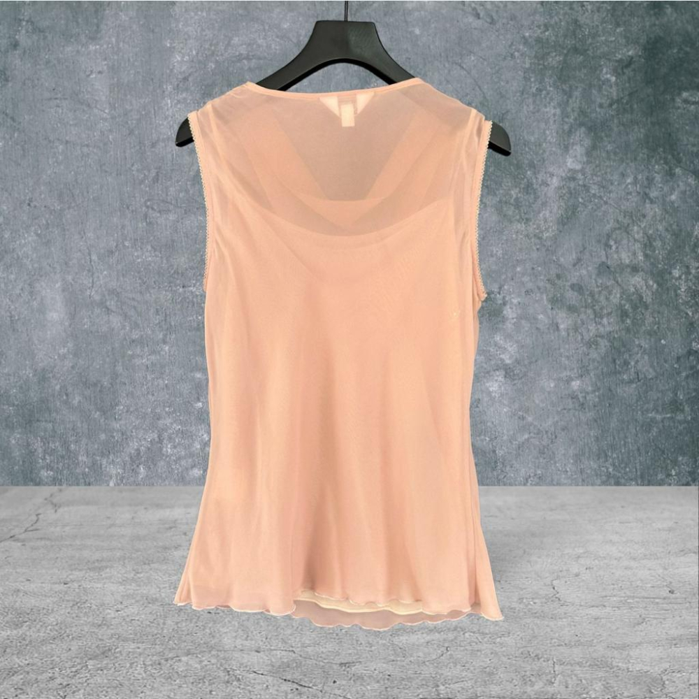 二手 FASHIONSHOW 藕粉 質感雪紡垂墜領釘珠亮片 氣質優雅微透膚顯白 背心 VA505 ﹝凡賽蘇﹞-細節圖4