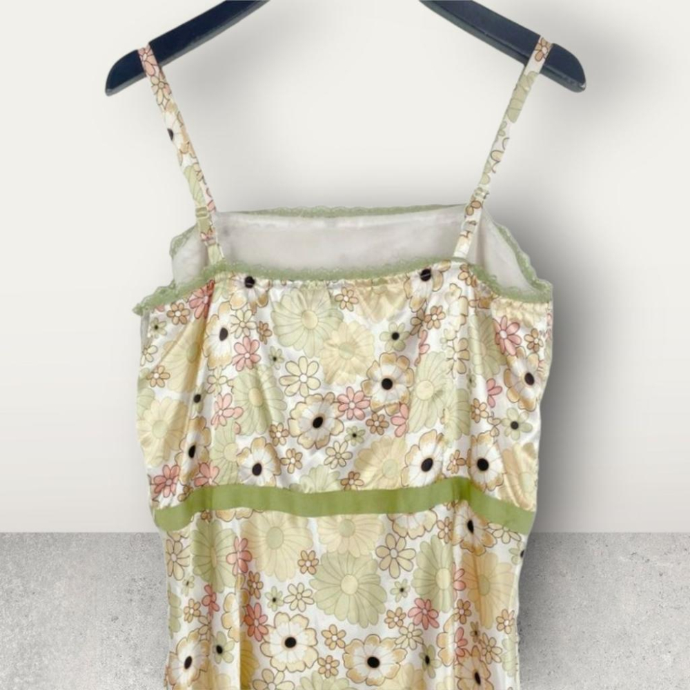 二手 fashion 黃色 夏日印花緞面細肩帶 無袖洋裝 VA415 ﹝凡賽蘇﹞-細節圖3