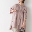 【預購】日本 OMNES 壓褶設計雙重紗5分袖襯衫-規格圖11