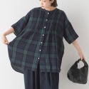 【預購】日本 OMNES 壓褶設計雙重紗5分袖襯衫-規格圖11