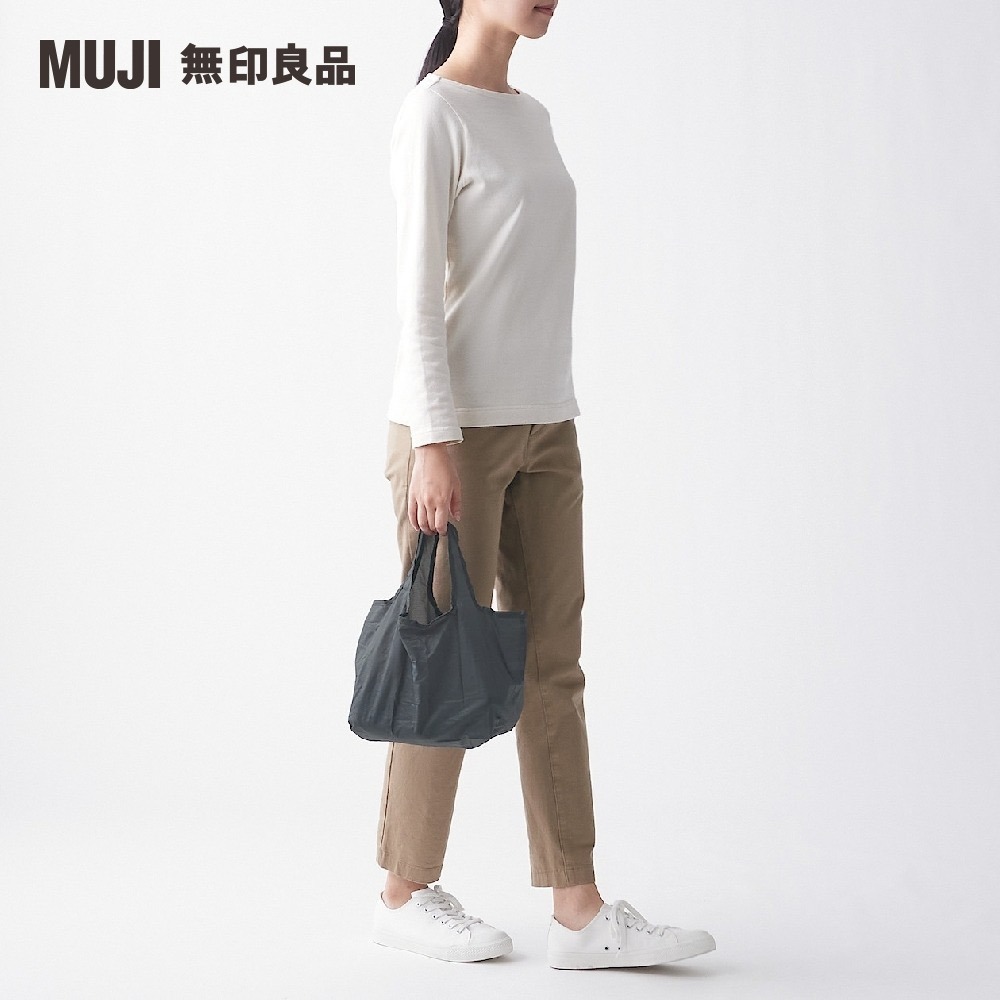 【預購】日本 MUJI 無印良品 尼龍廣口購物袋 / 尼龍肩背購物袋（墨灰/深藍）-細節圖10