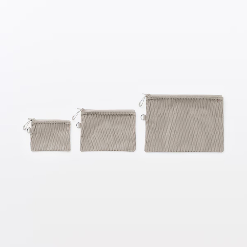 【預購】日本 MUJI 無印良品 聚酯纖維雙拉鍊袋-細節圖6