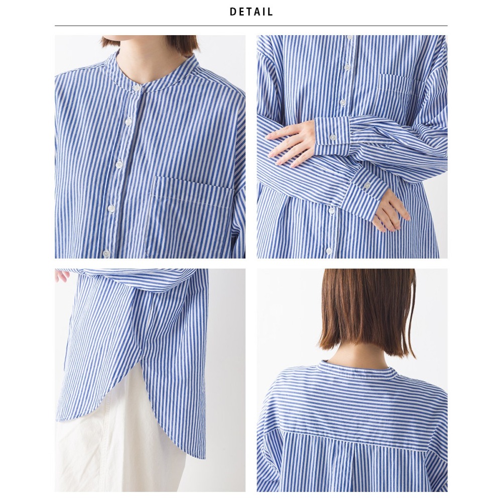 【預購】日本 OMNES 水洗棉立領寬鬆襯衫-細節圖9