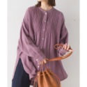 【預購】日本 OMNES 壓褶設計2重紗長袖襯衫-規格圖11