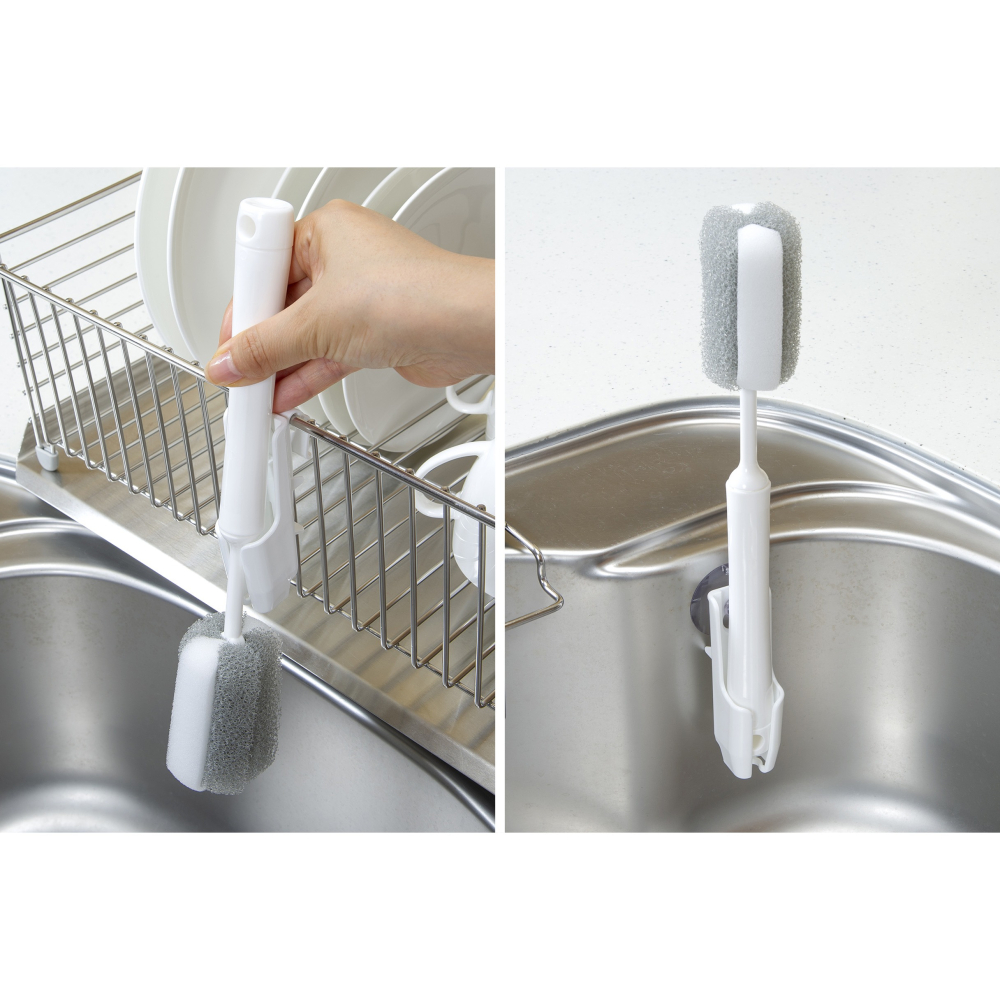 【預購】日本 INOMATA 2WAY海綿刷水槽吸盤支架-細節圖5