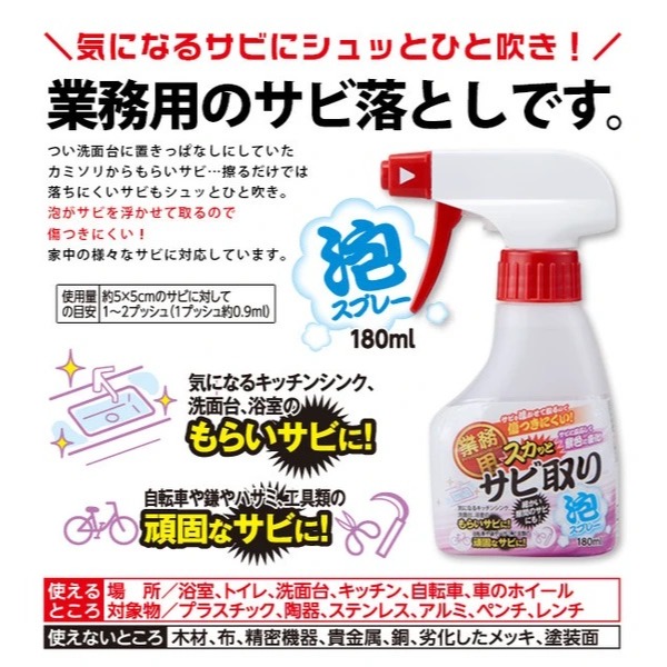 【預購】日本製 AIMEDIA 除鏽泡沫噴霧清潔劑 180ml-細節圖3