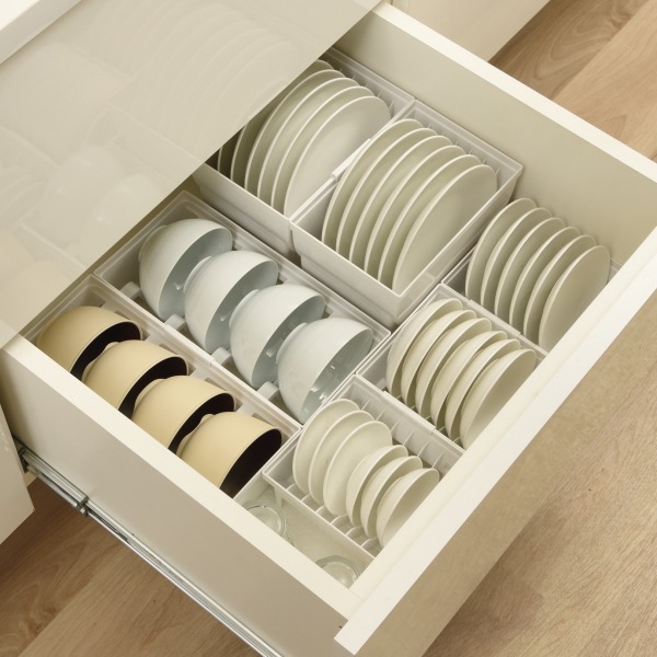 【預購】日本製 Richell 利其爾 TOTONO 廚房抽屜分類盒 可串連餐盤收納架（白色新款）-細節圖3